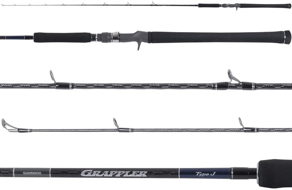 Shimano Grappler Type J Saltwater Conventional Jigging Fishing Rods, Moderate-Fast Action, Spiral-X and Hi-Power X Construction, Fuji Alconite Guides and SiC Tip