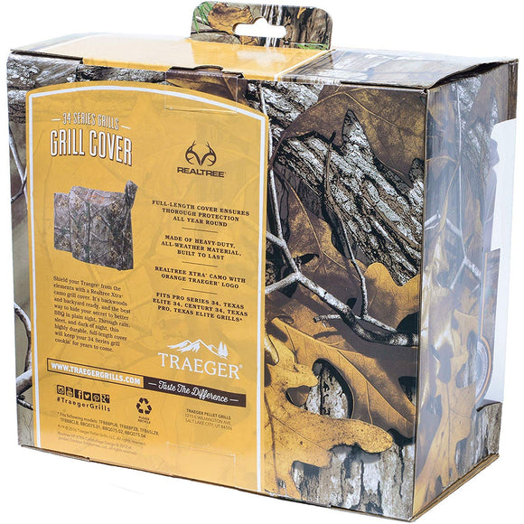Traeger Realtree Camouflage Grill Cover 39 in. H x 22 in. W x 49 in. D For 34 Series/Texas Grills