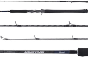 Shimano Grappler Type J Saltwater Conventional Jigging Fishing Rods, Moderate-Fast Action, Spiral-X and Hi-Power X Construction, Fuji Alconite Guides and SiC Tip